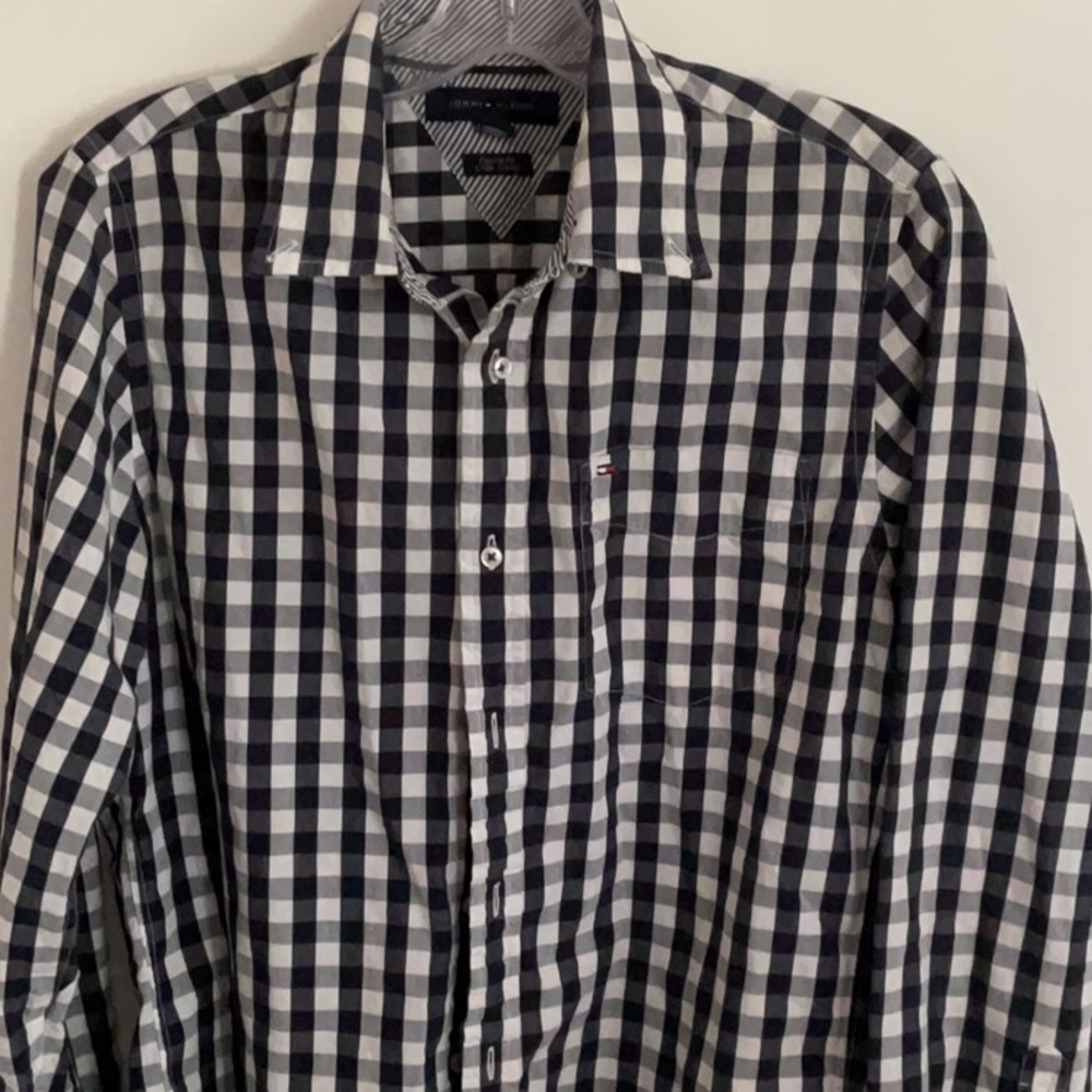 Tommy Hilfiger Black and White Gingham Casual Shirt